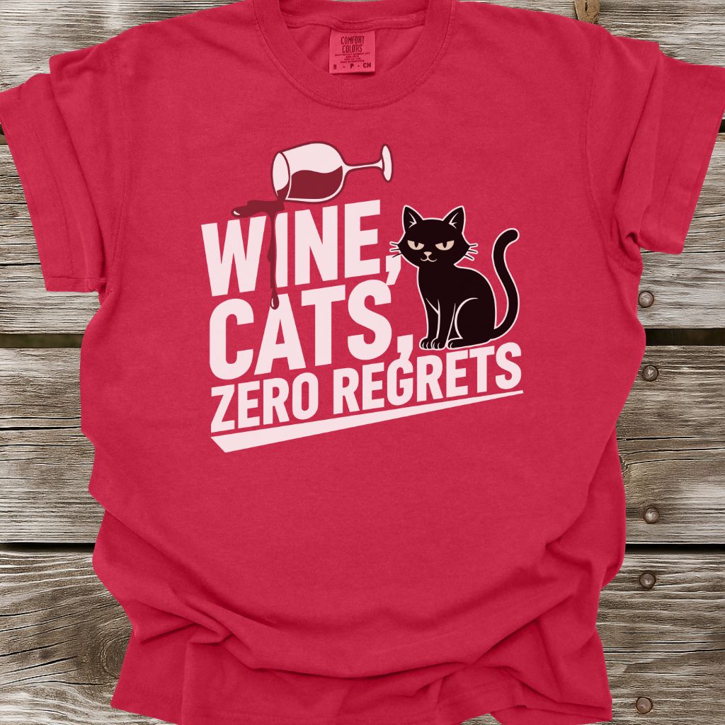 Wine, Cats, Zero Regrets T-Shirt