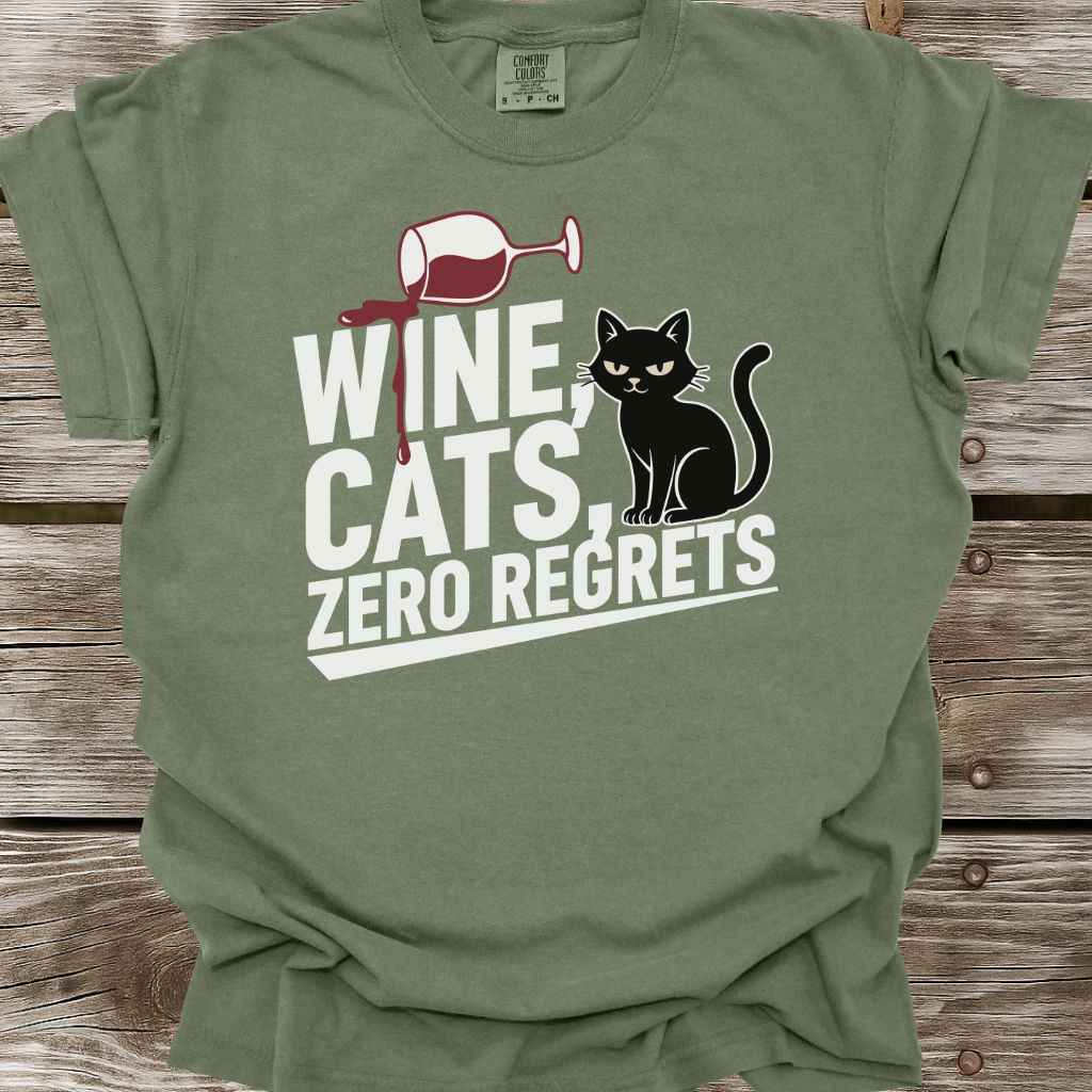 Wine, Cats, Zero Regrets T-Shirt