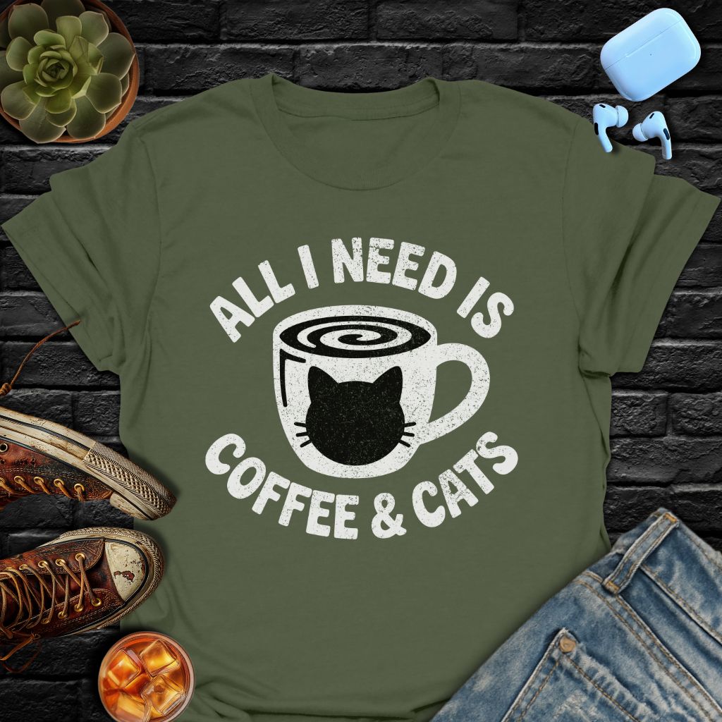 All I Need Is Coffee & Cats Tee