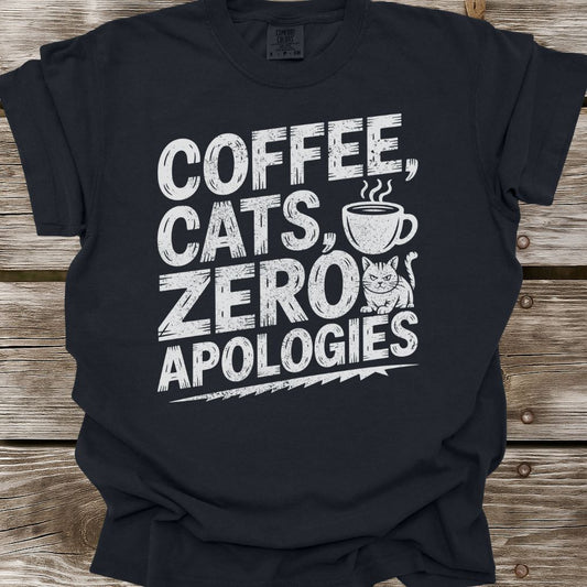 Coffee, Cats, Zero Apologies T-Shirt