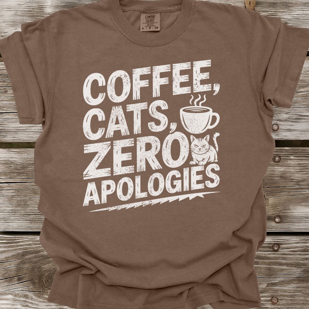 Coffee, Cats, Zero Apologies T-Shirt
