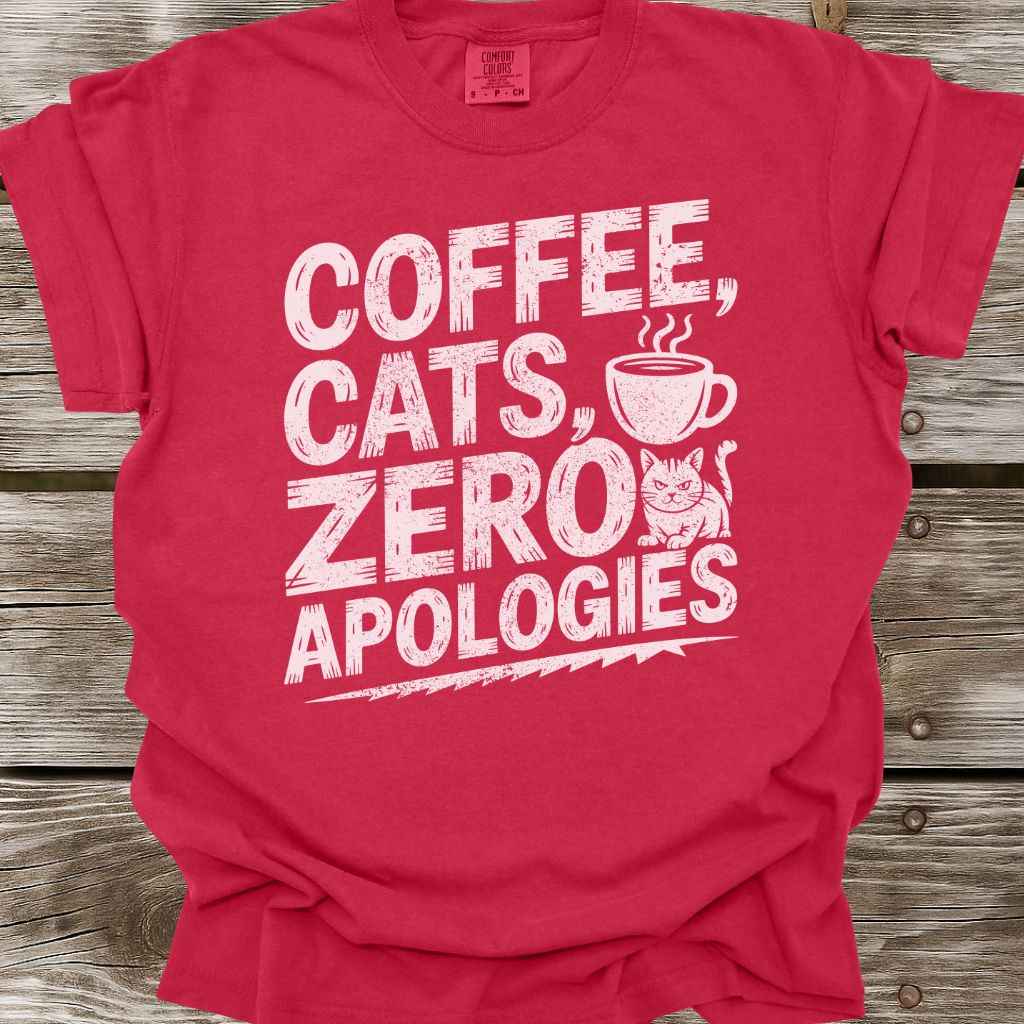 Coffee, Cats, Zero Apologies T-Shirt