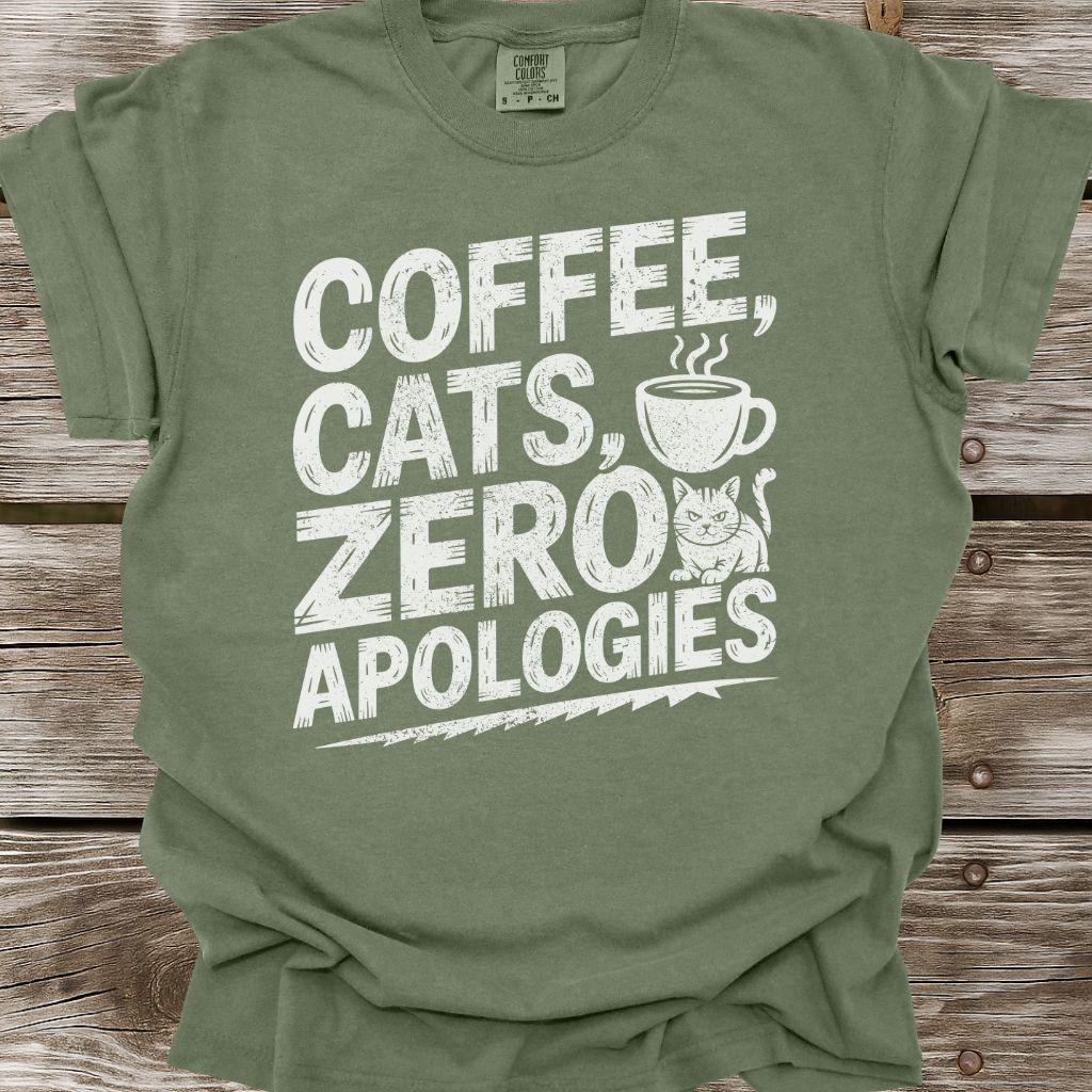 Coffee, Cats, Zero Apologies T-Shirt