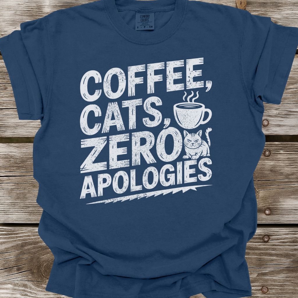 Coffee, Cats, Zero Apologies T-Shirt
