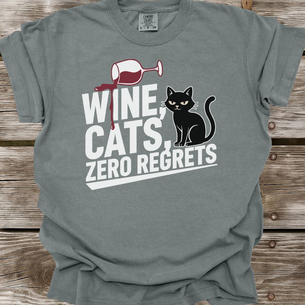 Wine, Cats, Zero Regrets T-Shirt