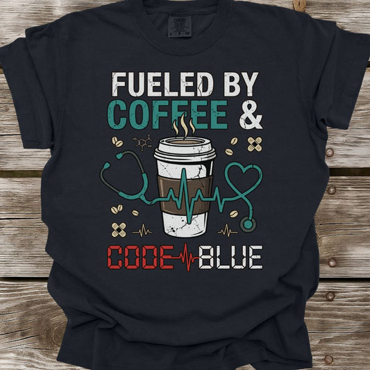 Fueled By Coffee & Code Blue T-Shirt